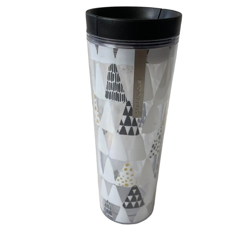 Starbucks 2013 Holiday Tumbler Christmas Trees Minimalist Geometric 16 Oz